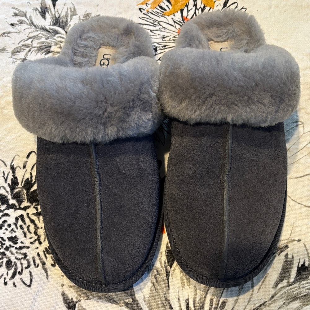 UGG Charcoal Shearling Slippers. Worn one. Size 10